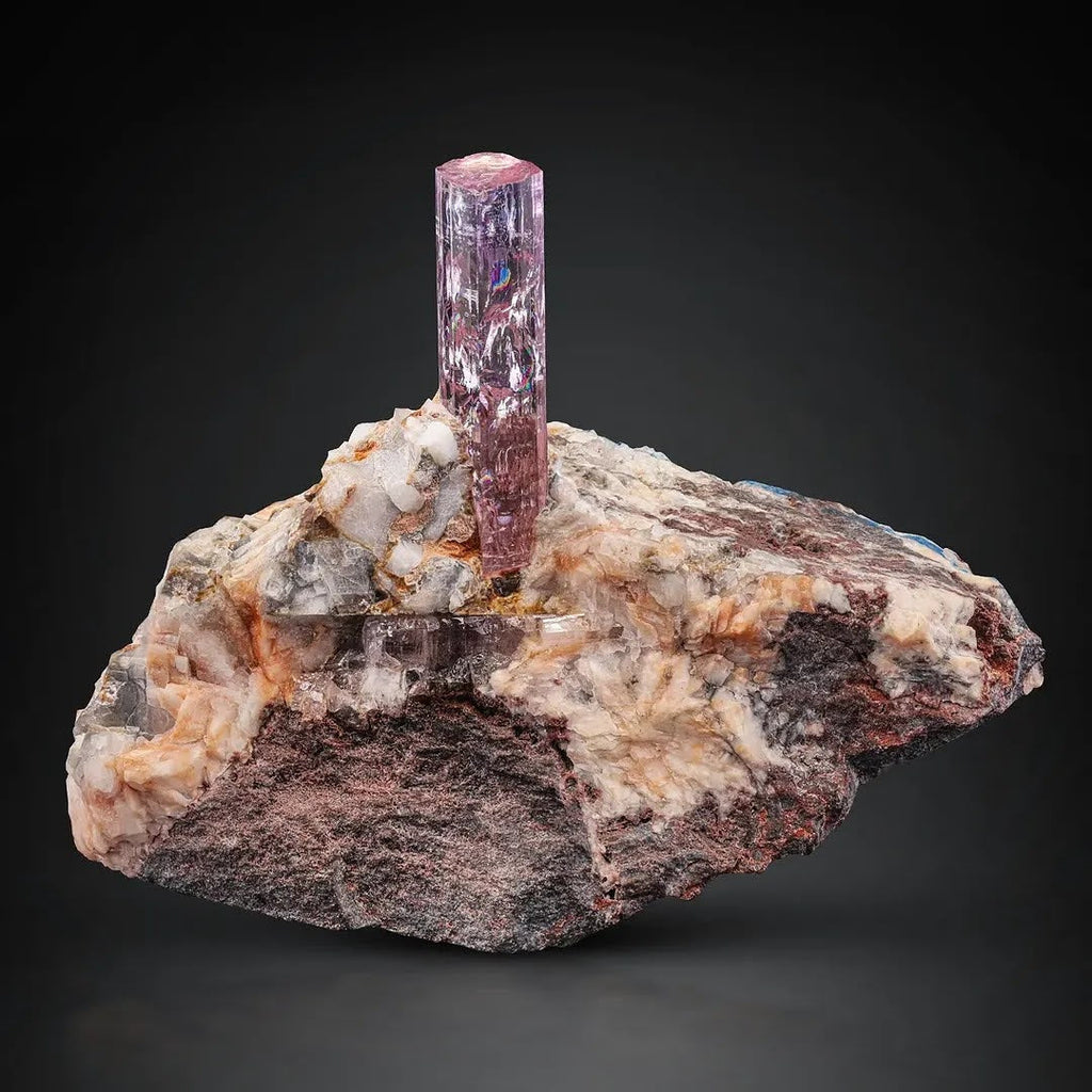 Free Standing Pink Topaz Crystal on Calcite Matrix from Pakistan