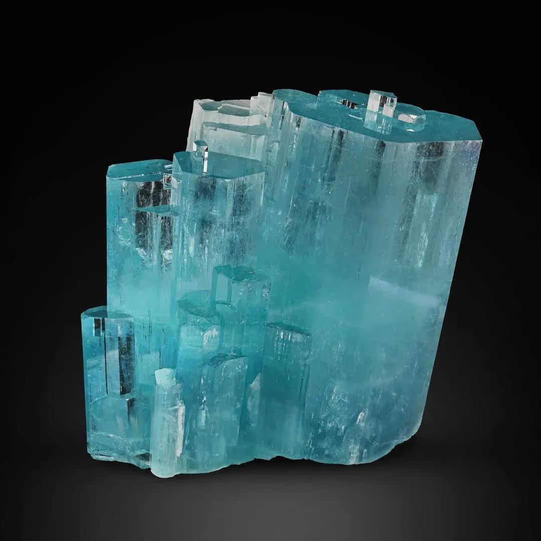 Giant Sky Blue Aquamarine Fatty Crystal Cluster from Pakistan