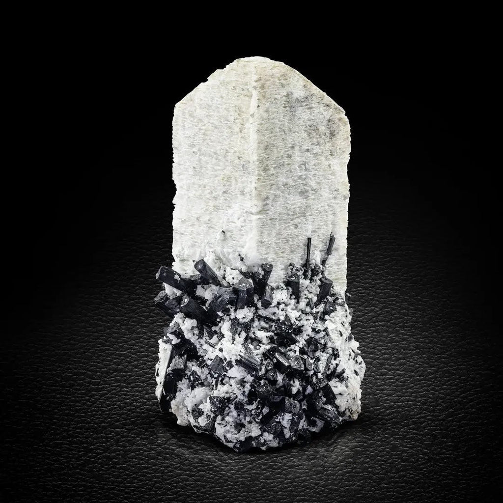 Etched Microcline Feldspar with Schorl Black Tourmaline from Pakistan