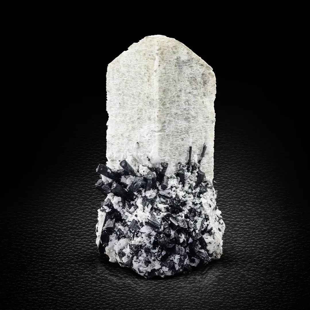 Etched Microcline Feldspar with Schorl Black Tourmaline from Pakistan