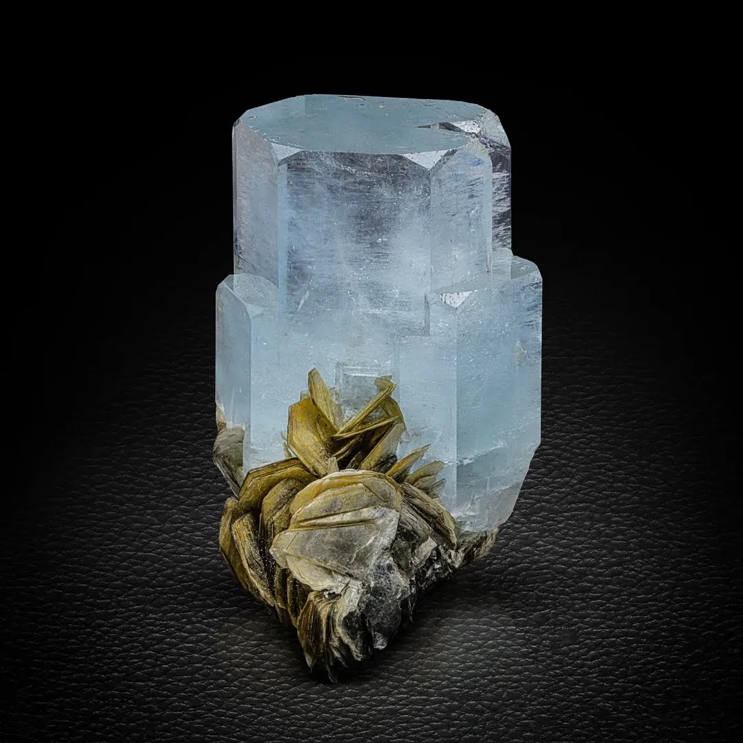 Light Blue Aquamarine Crystal on Muscovite Matrix from Pakistan