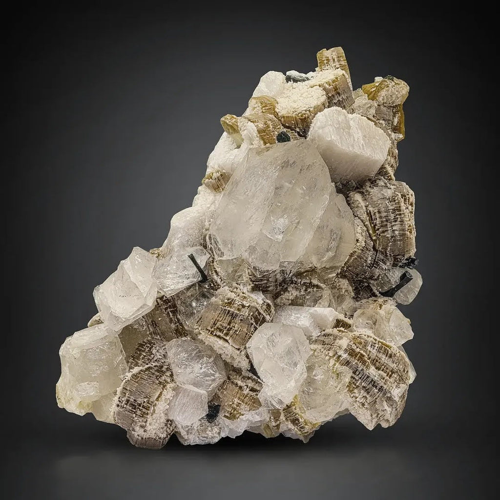 Etched Muscovite Mica Crystals with Tourmaline and Quartz from Pakistan