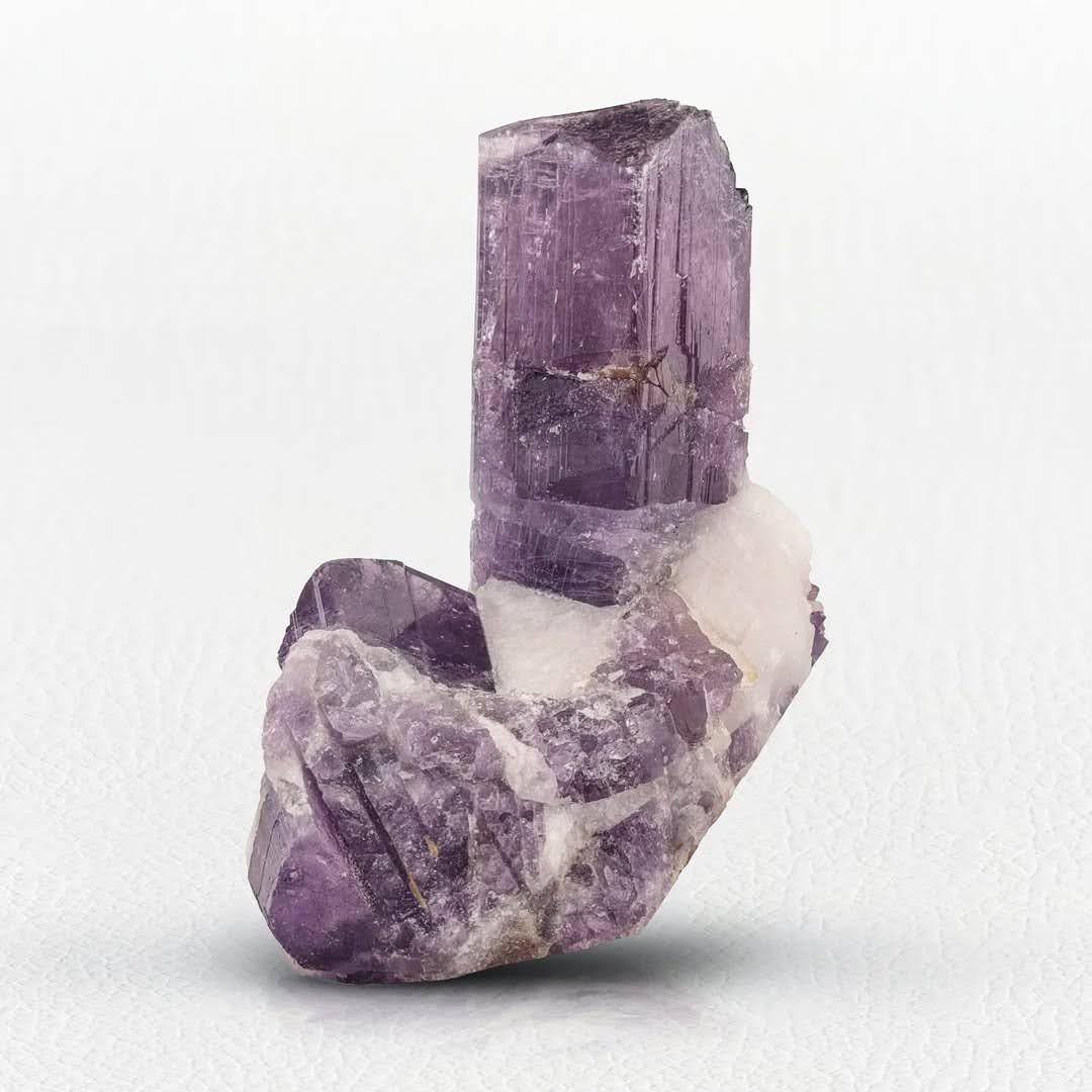 Free Standing Impressive Purple Scapolite Crystal on Calcite from Afghanistan