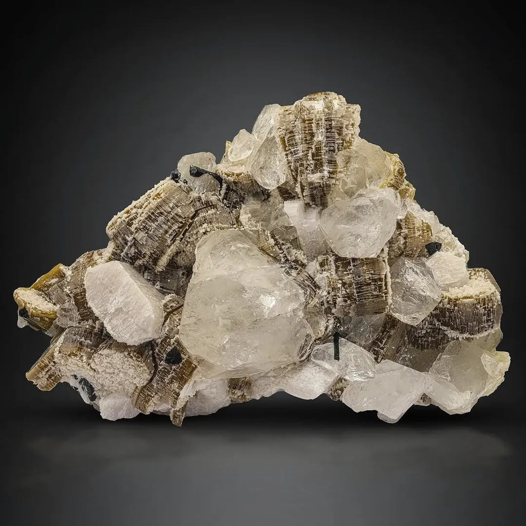 Etched Muscovite Mica Crystals with Tourmaline and Quartz from Pakistan