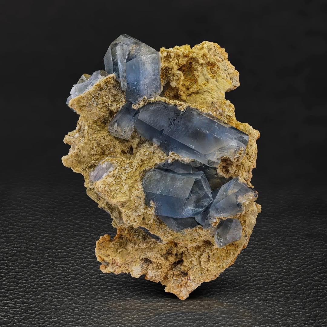Radiant Blue Celestite Crystal on Calcite Matrix from Afghanistan