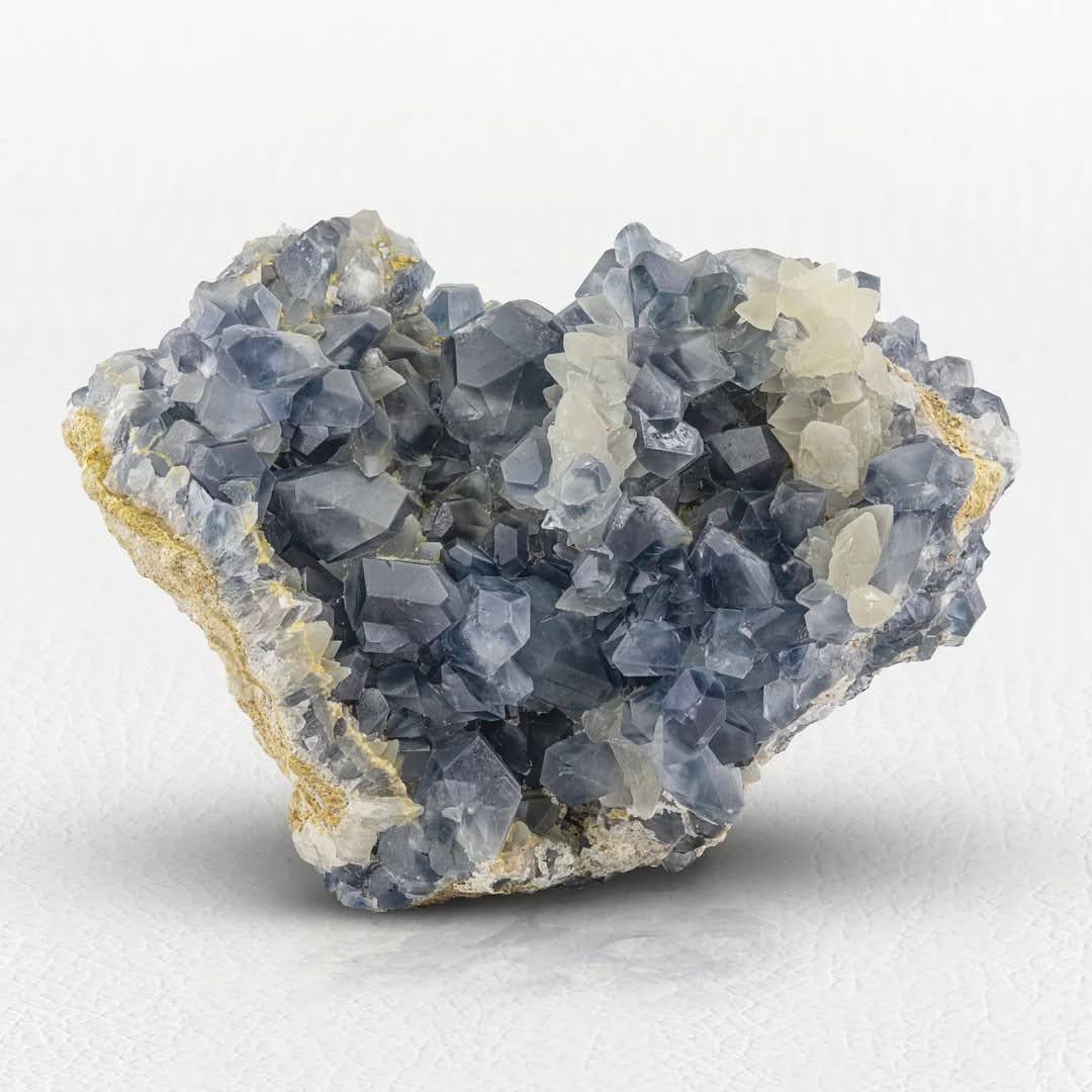 Celestite Crystals Cluster on Honey Yellow Calcite from Afghanistan