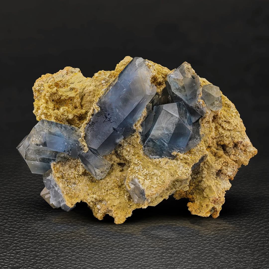 Radiant Blue Celestite Crystal on Calcite Matrix from Afghanistan
