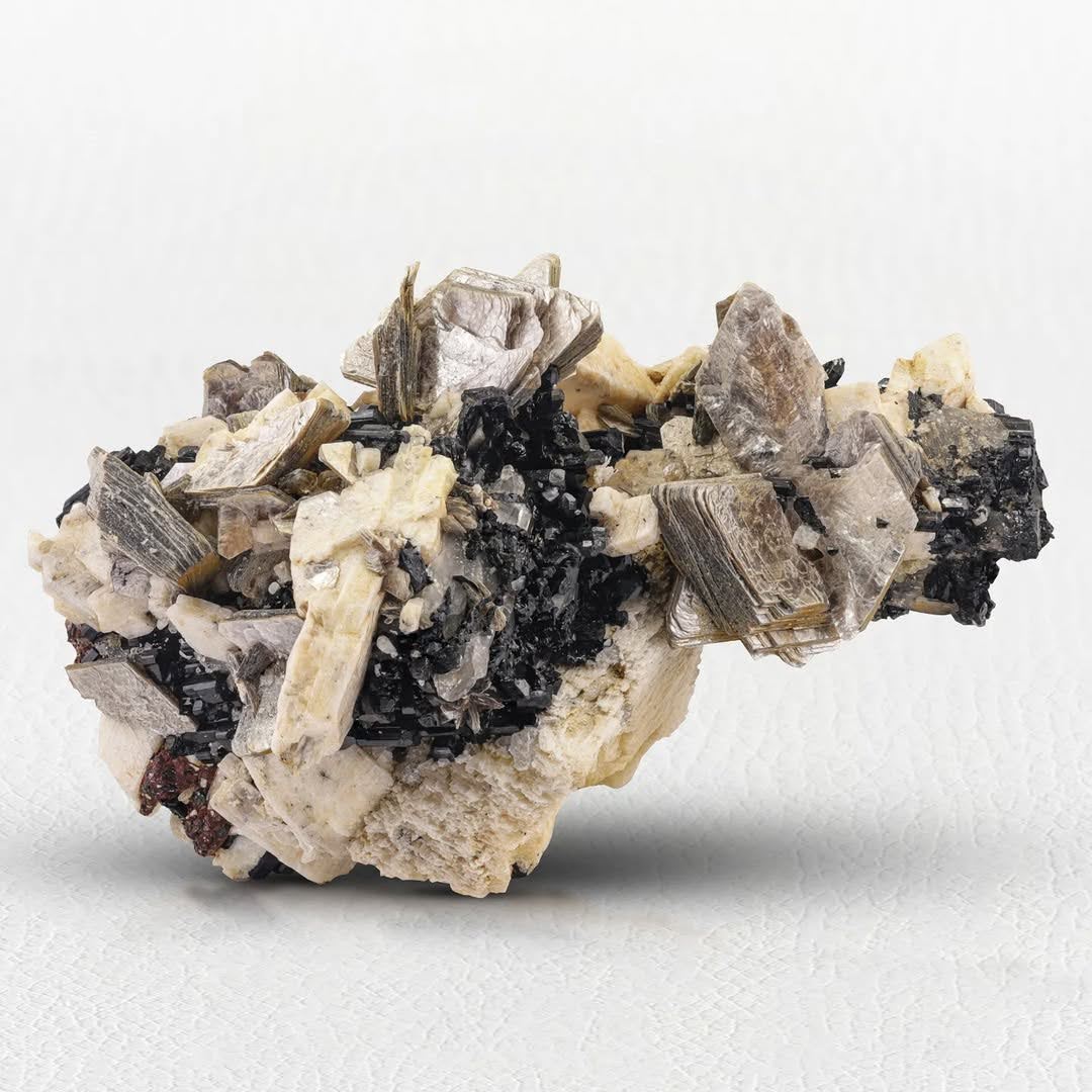 Combination Specimen of Muscovite with Schorl and Albite from Pakistan