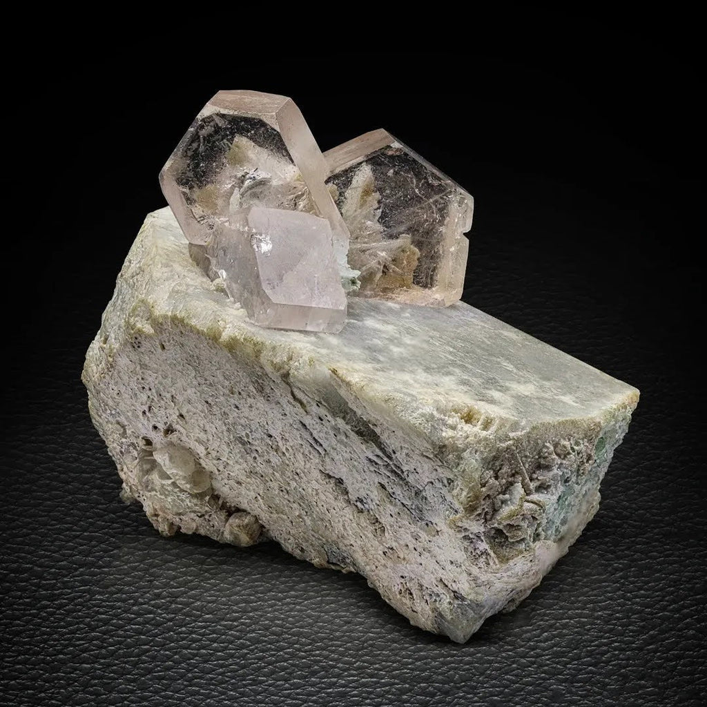Tabular Peachy Pink Morganite Crystals on Albite Matrix from Afghanistan