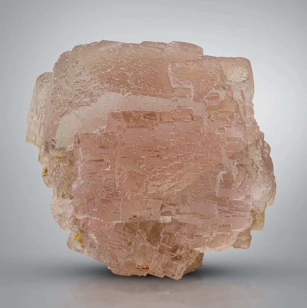 Vibrant Pink Intergrown Fluorite Crystal Aggregate from Pakistan