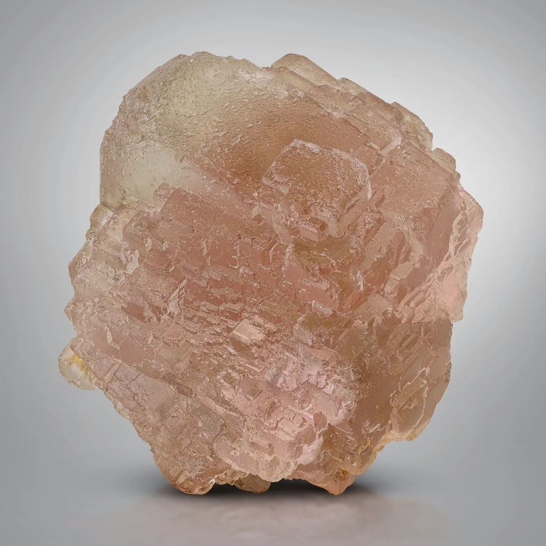 Vibrant Pink Intergrown Fluorite Crystal Aggregate from Pakistan