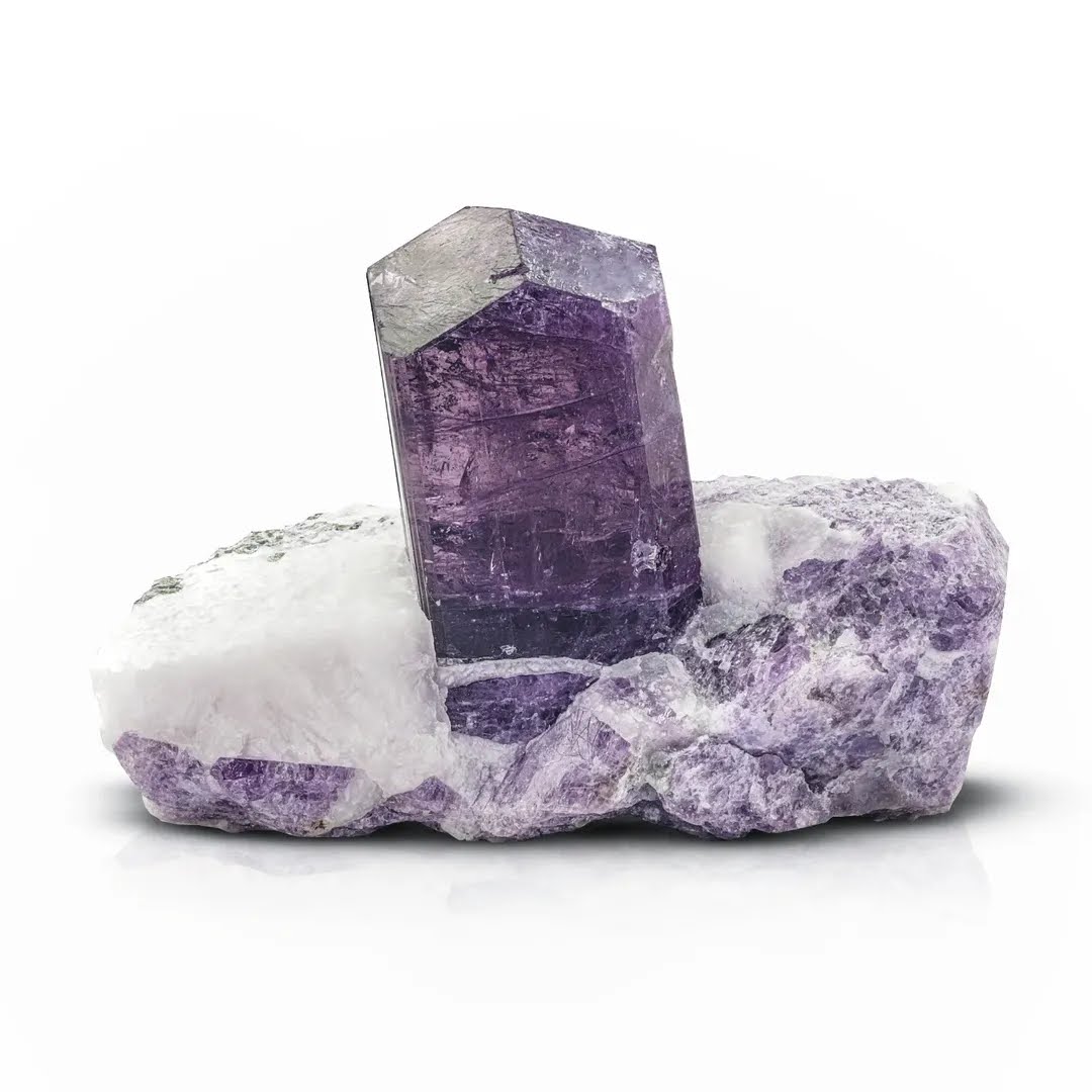 Free Standing Purple Scapolite Crystal on Calcite Matrix from Afghanistan