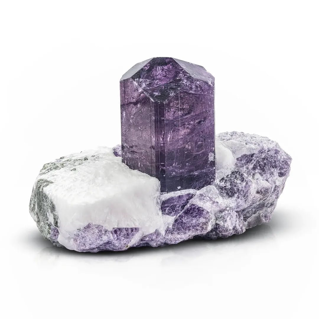 Free Standing Purple Scapolite Crystal on Calcite Matrix from Afghanistan