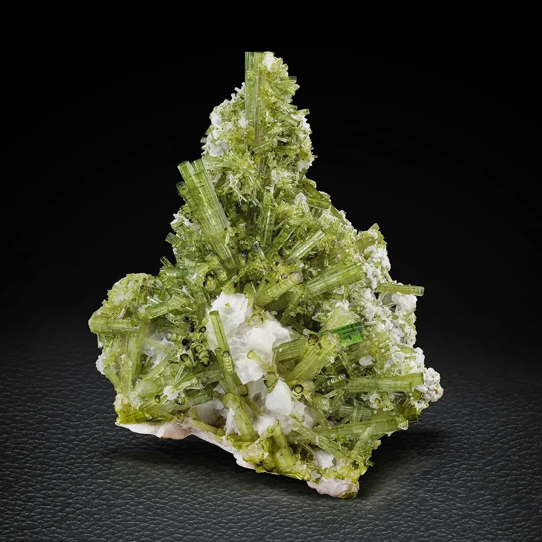 Mint-Green Tourmaline Crystal Cluster on Albite from Pakistan
