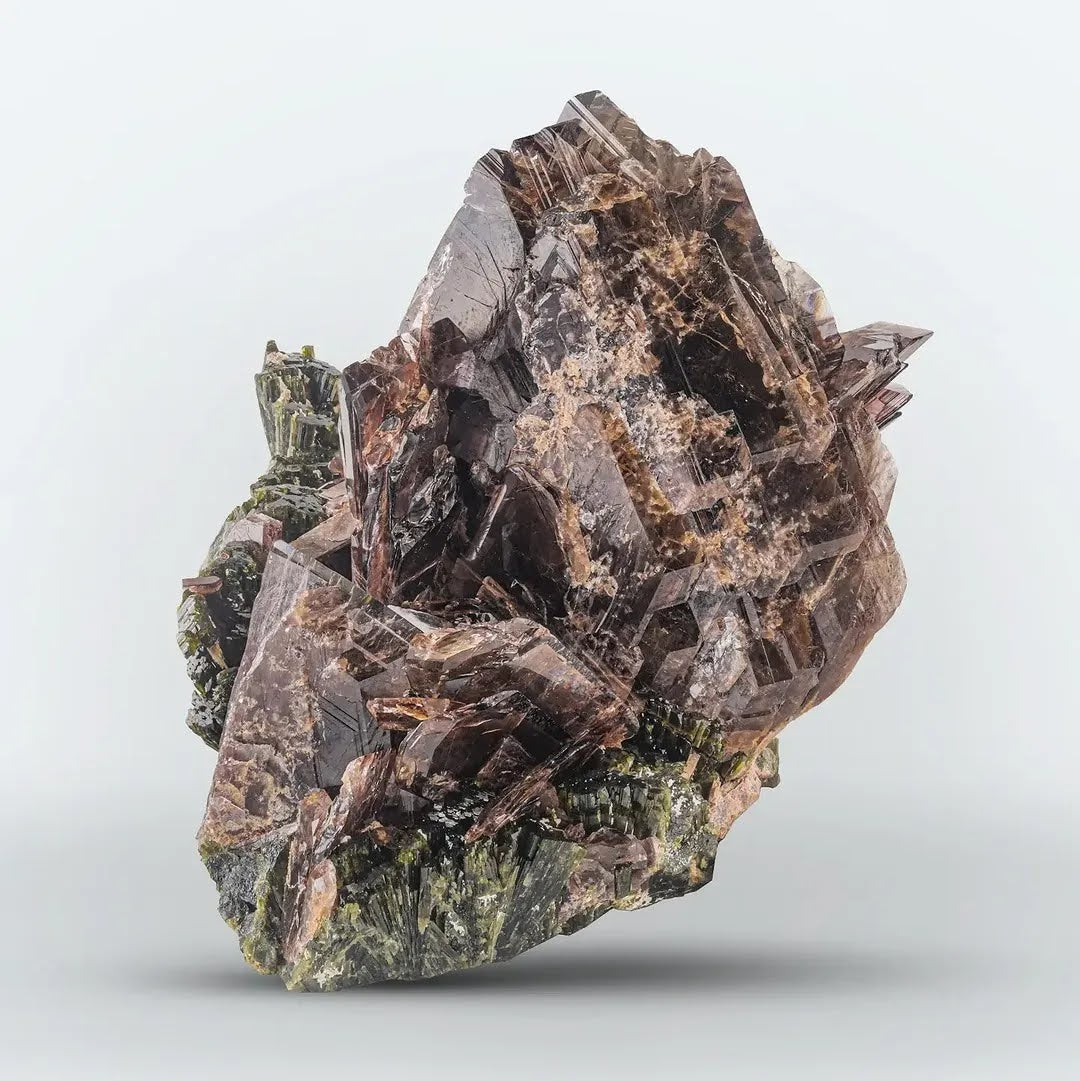 vibrant brown color Axinite crystals on Epidote from Pakistan