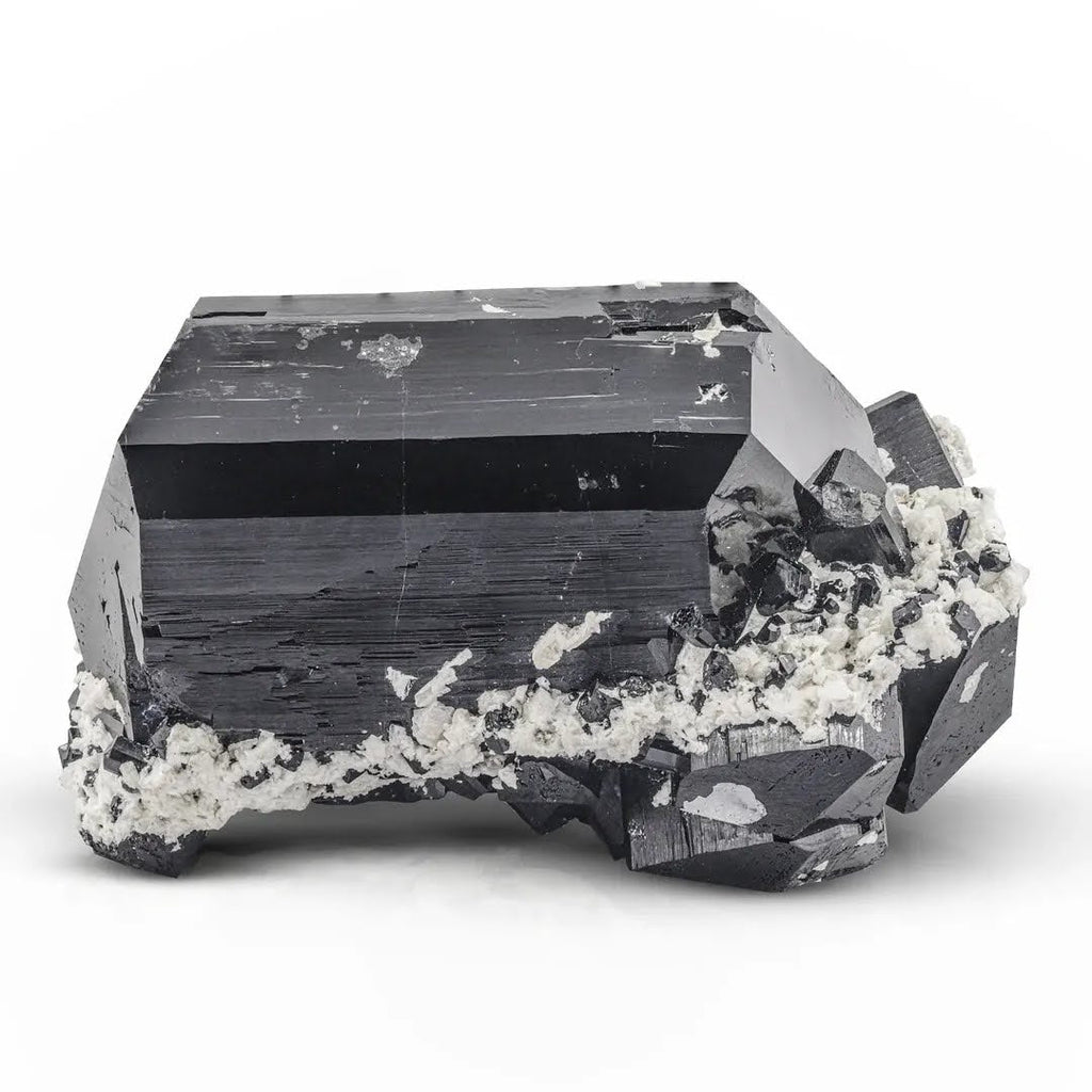 Double Terminated Black Tourmaline with Albite and Opal Halite from Namibia
