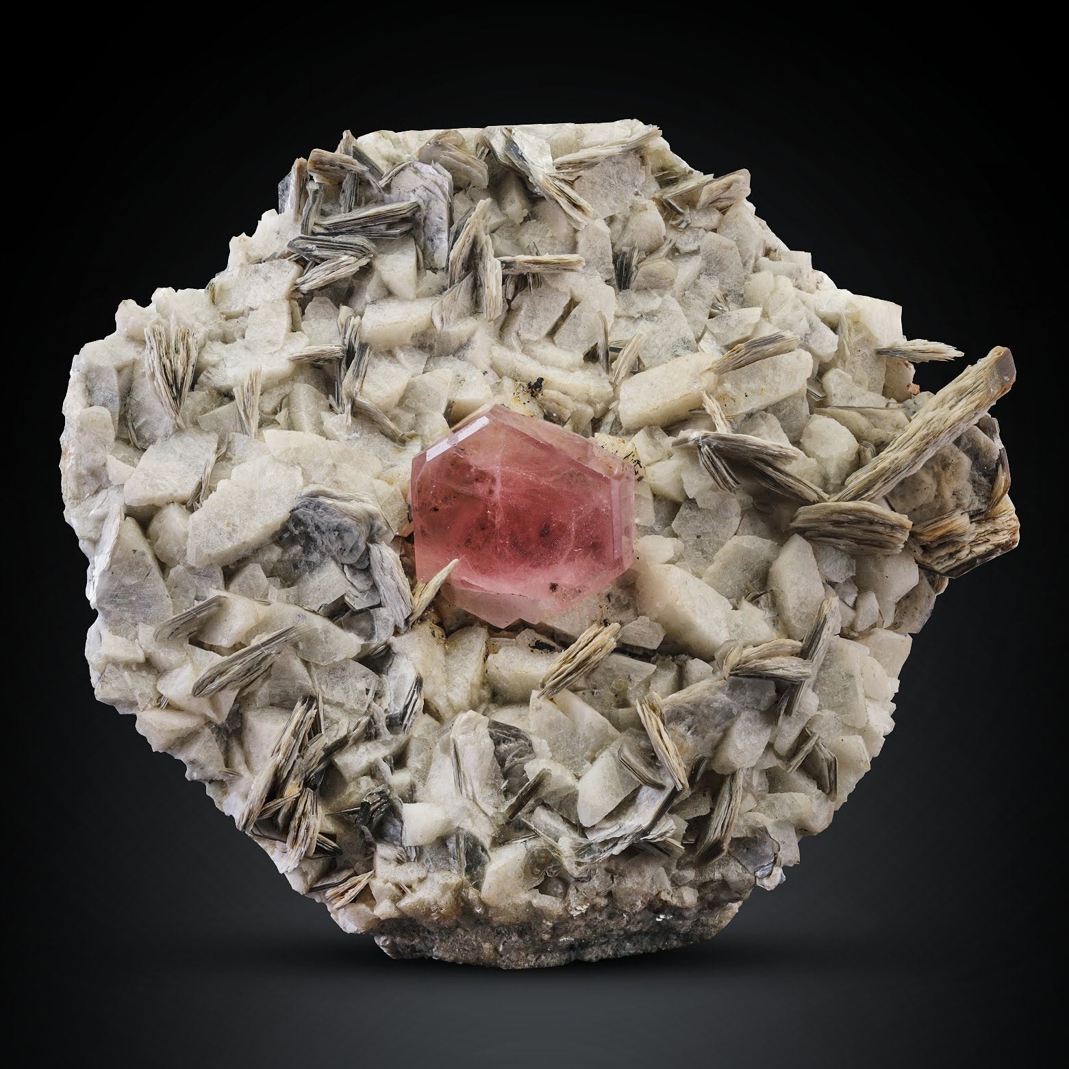glassy Pink Apatite crystal nicely positioned on Albite from Pakistan
