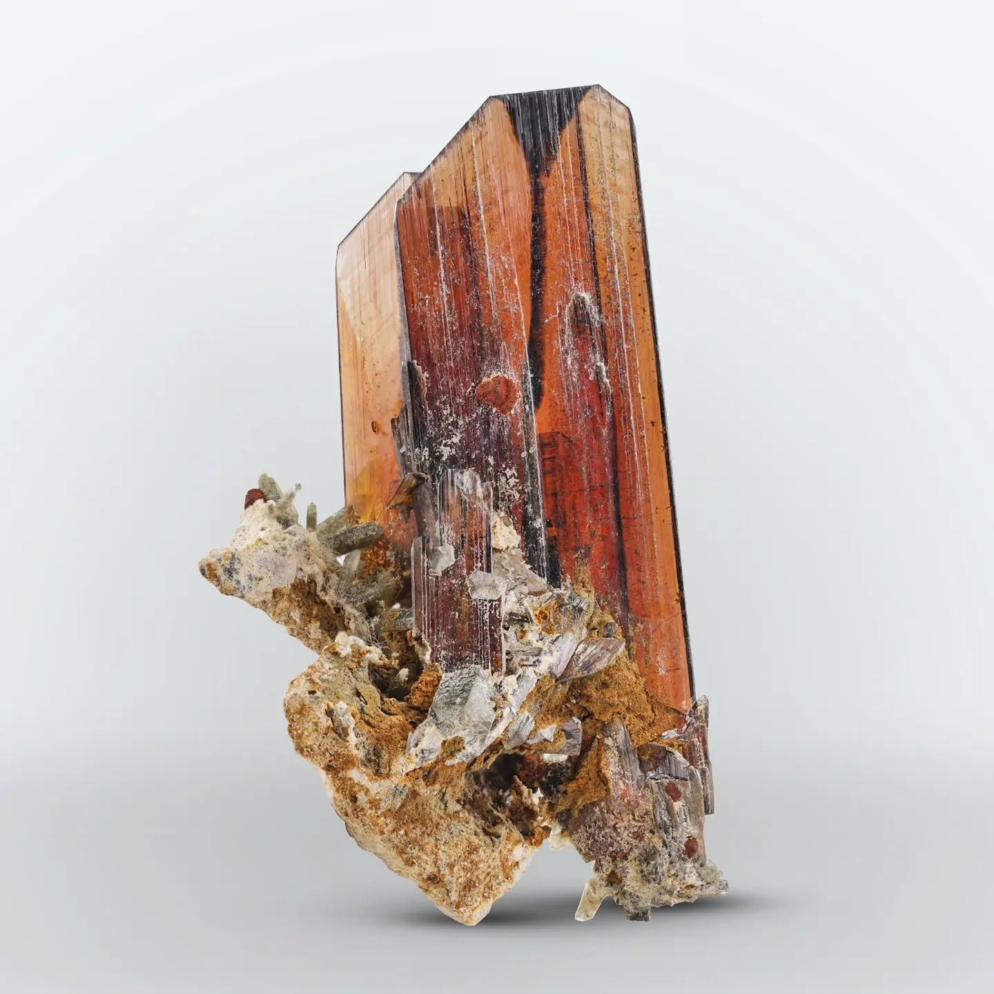 radiant red color Brookite cluster on Chlorite Quartz from Pakistan