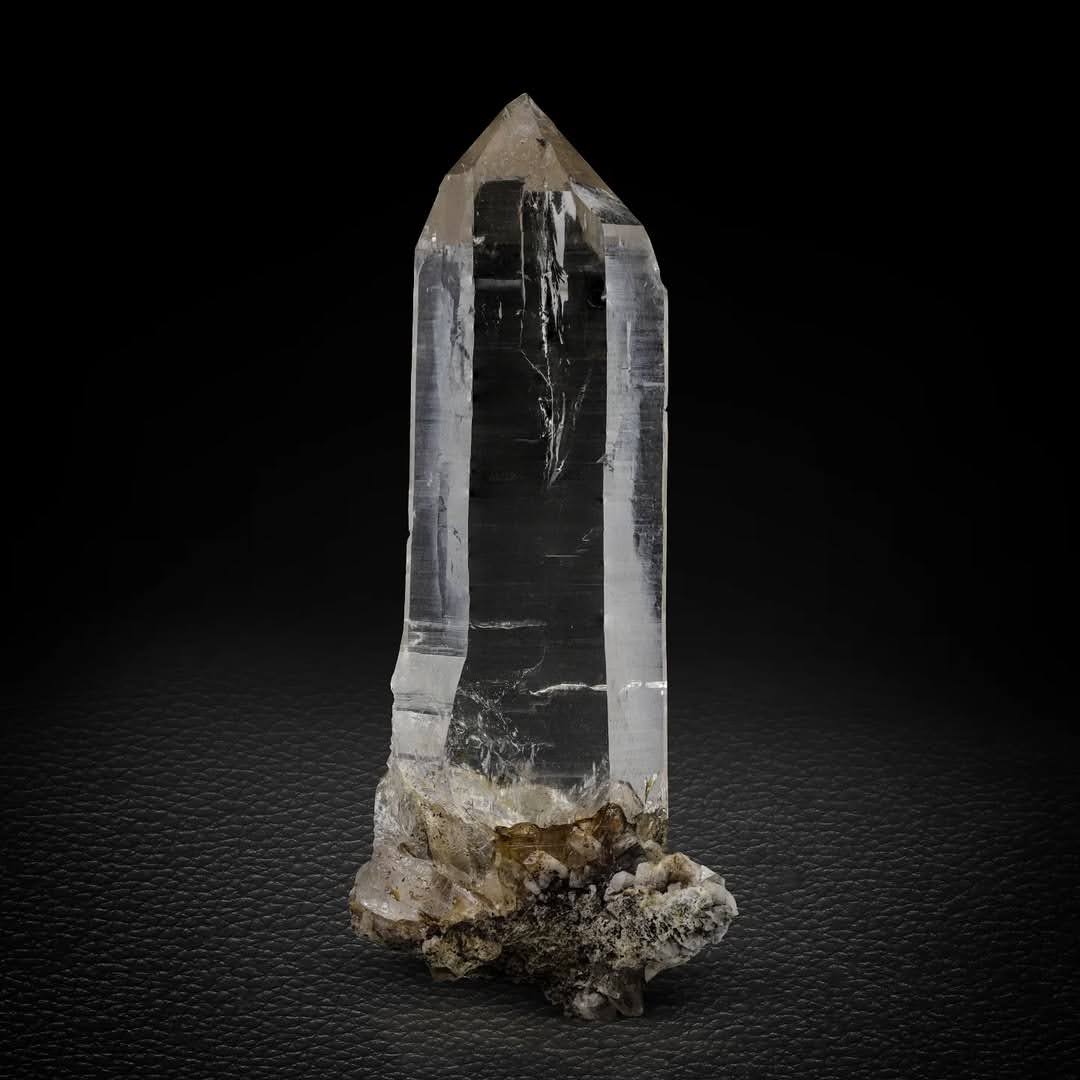Pointed Terminated Clear Smoky Quartz Crystal on Matrix from Pakistan