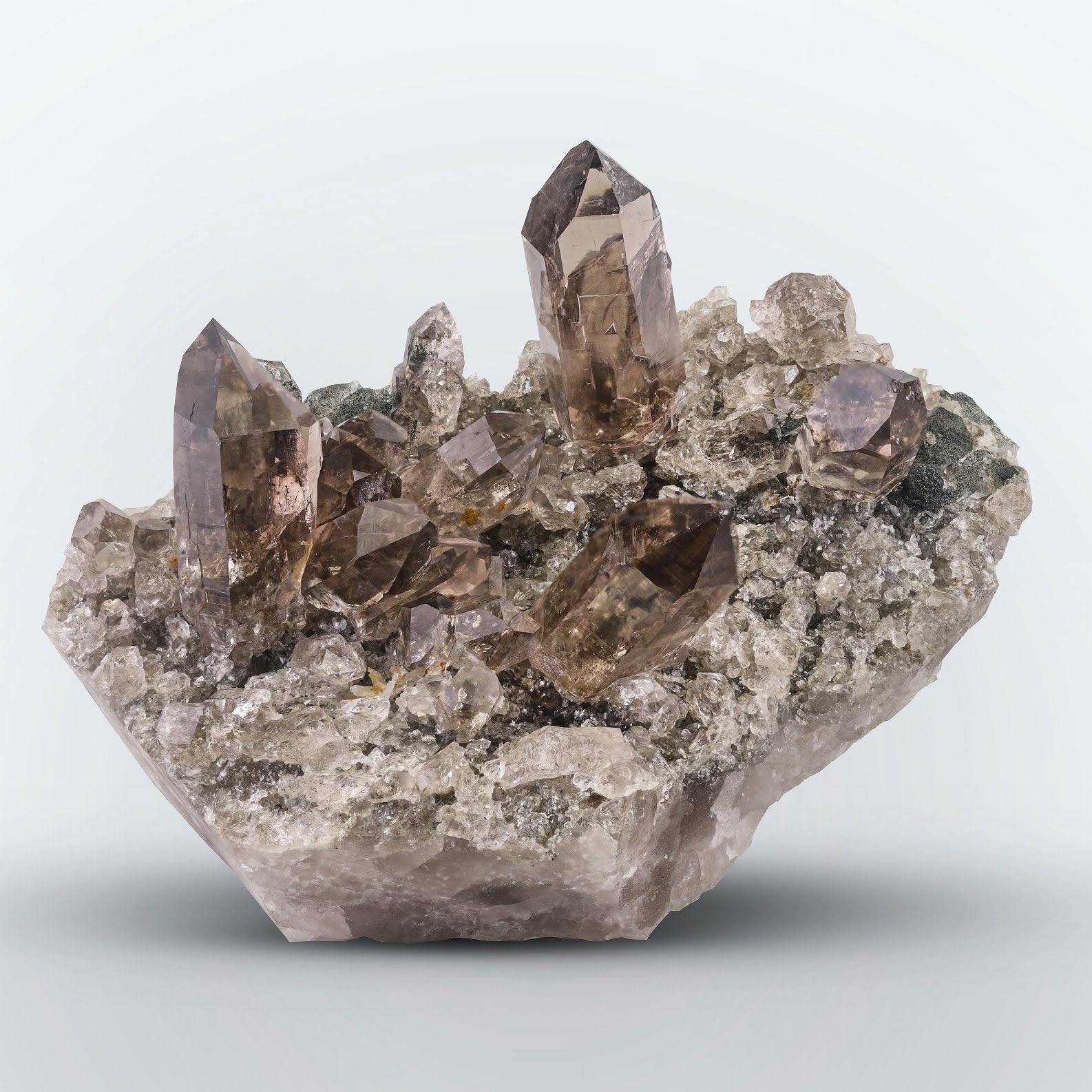 Radiant Smoky color clear Quartz crystals on matrix from Pakistan