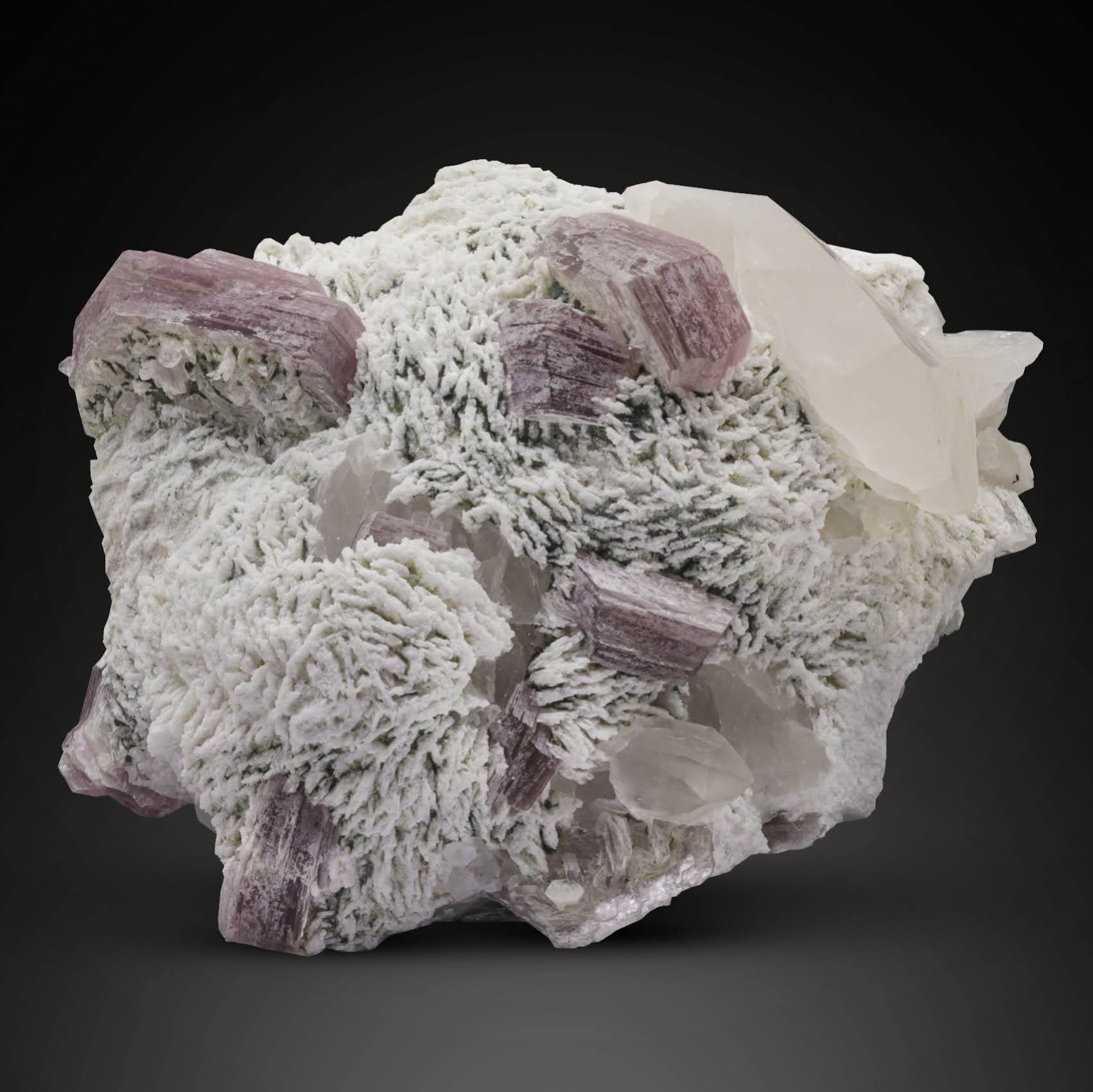 Pink Translucent Lepidolite Mica crystals on Cleavelandite from Pakistan