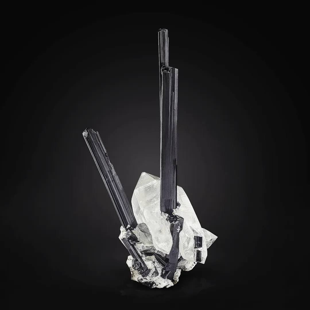 Mineral specimen with crystal structure on a black background