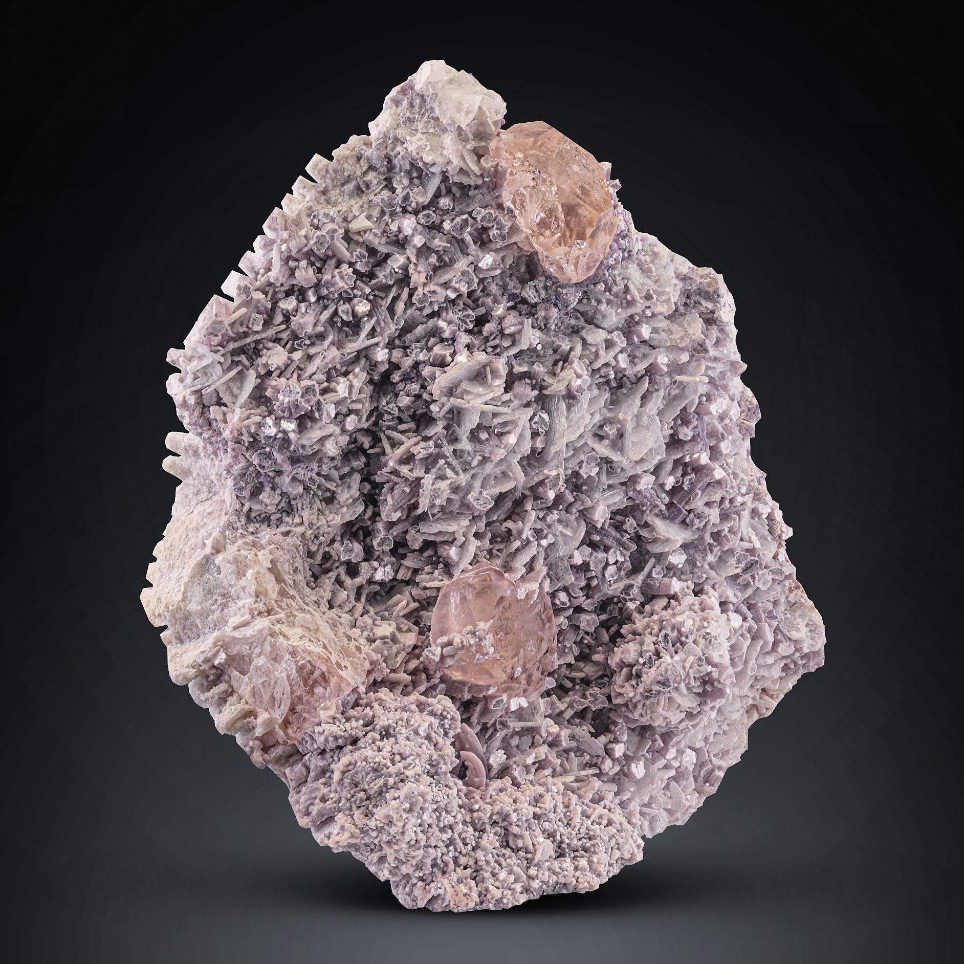 Pink Morganite Crystals on Purple Lepidolite from Afghanistan