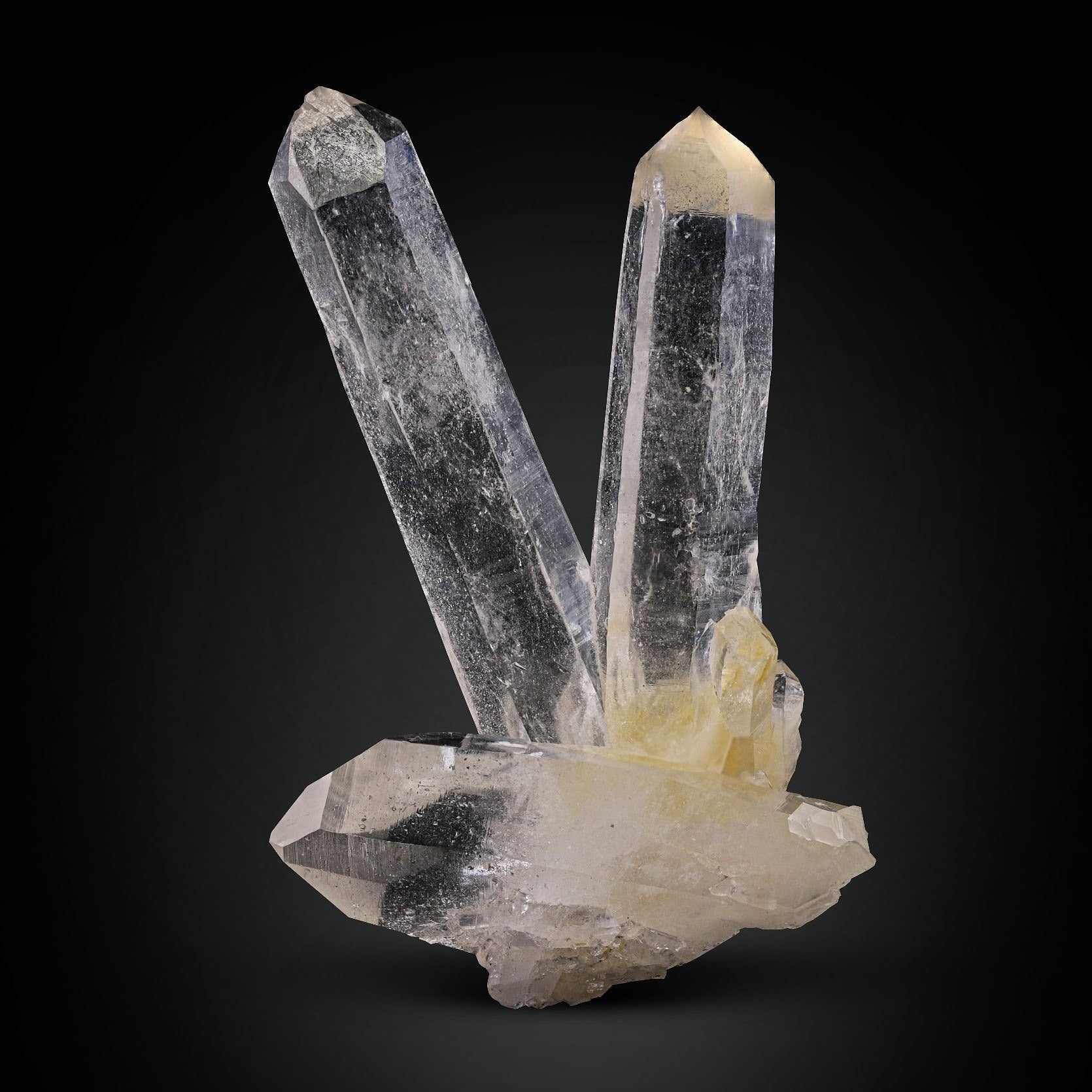 V shaped clear Quartz cluster with pointed terminations from Pakistan