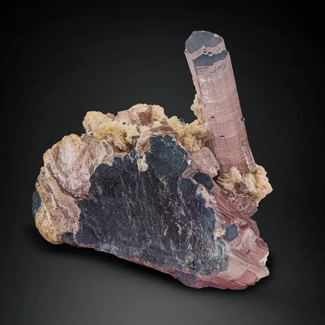 Specimen of Blue Caped Rubilite Tourmaline with Albite from Afghanistan