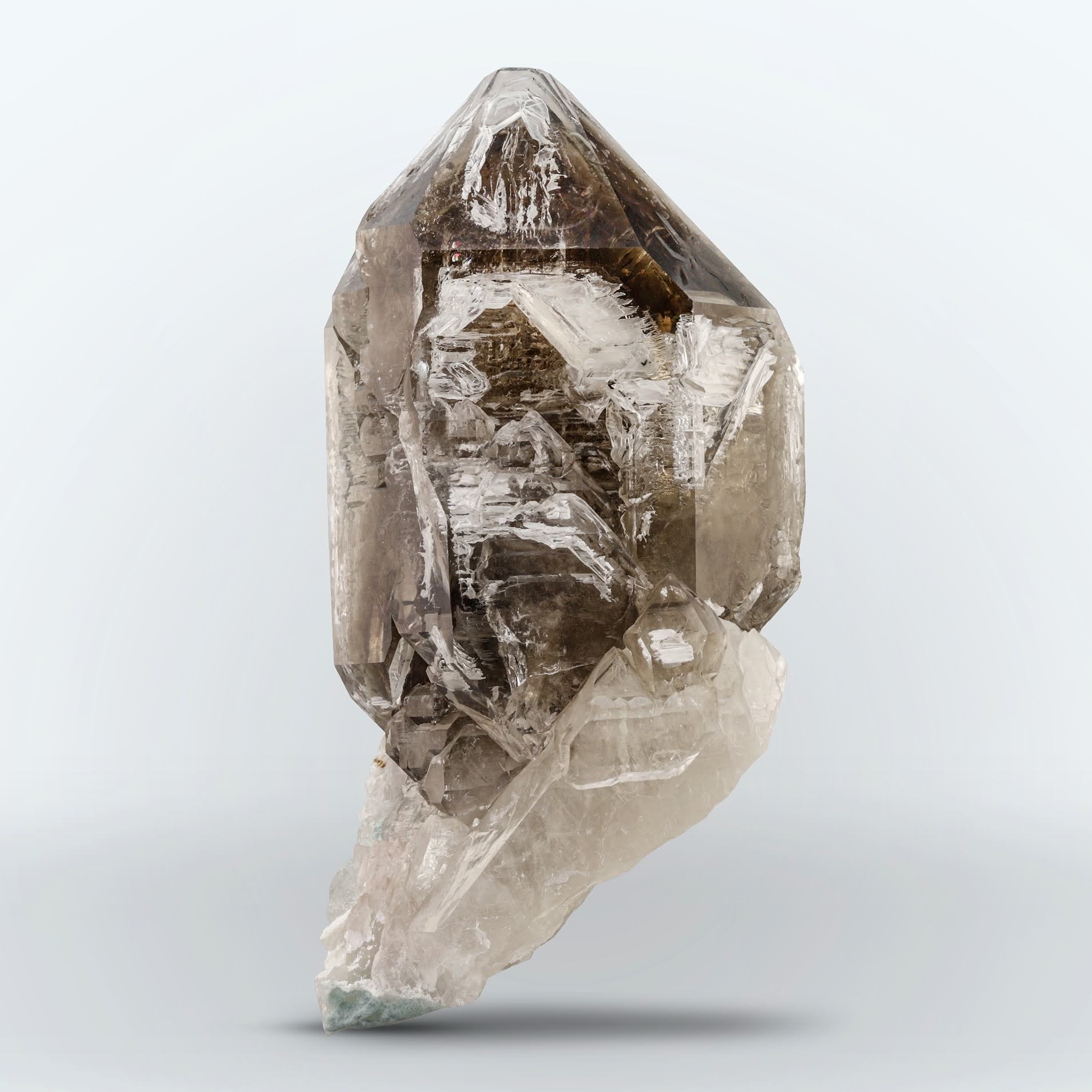 pointed terminated Smokey Elestial Window Quartz on matrix from Afghanistan