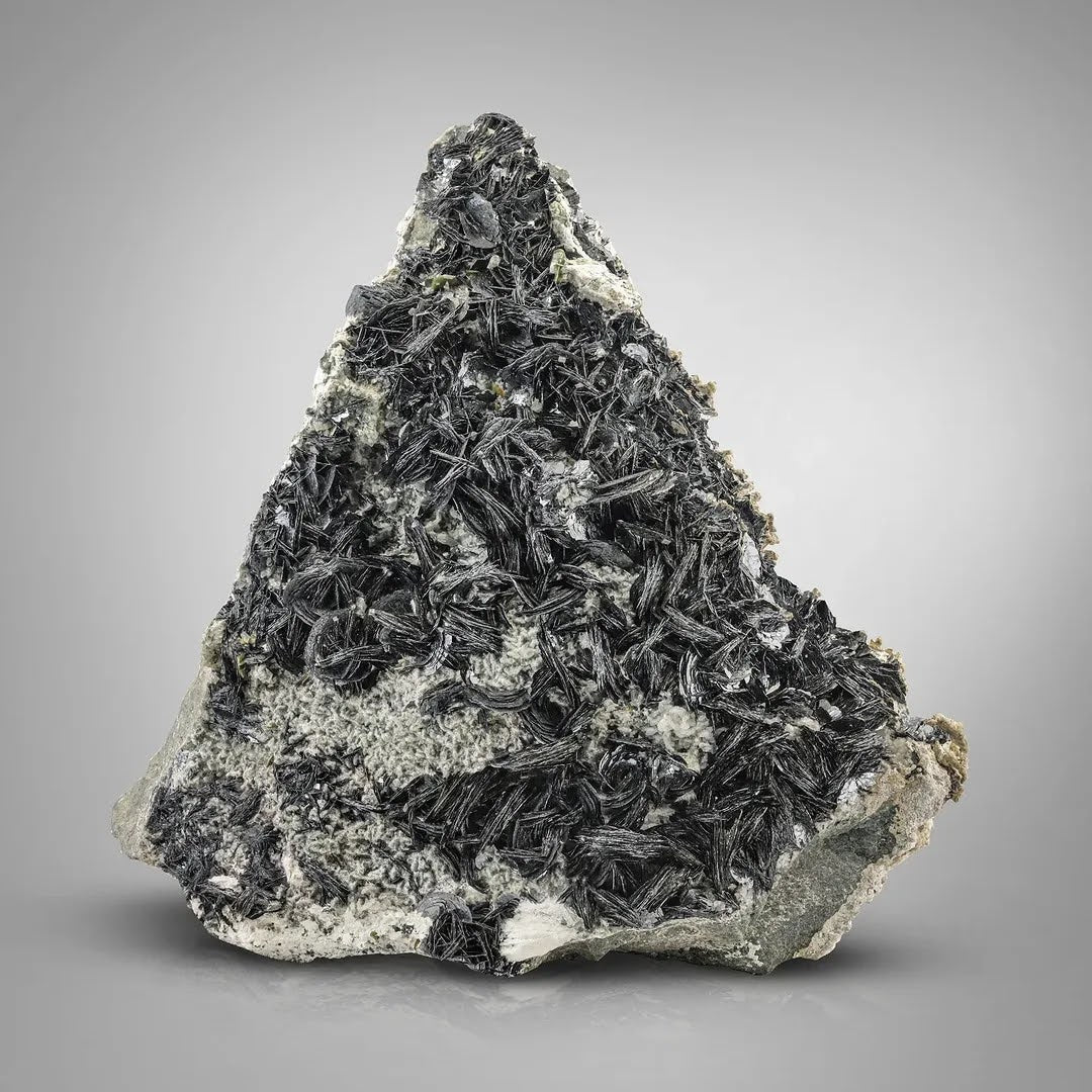 Silver Grey Hematite Rossetts Crystals with Titanite from Pakistan