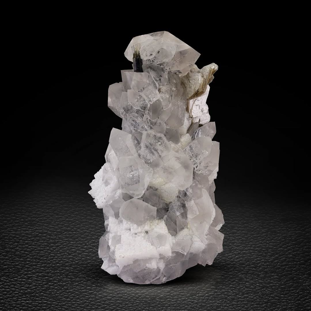 Red Hassonite Garnet on Quartz with Schorl and Mica from Pakistan
