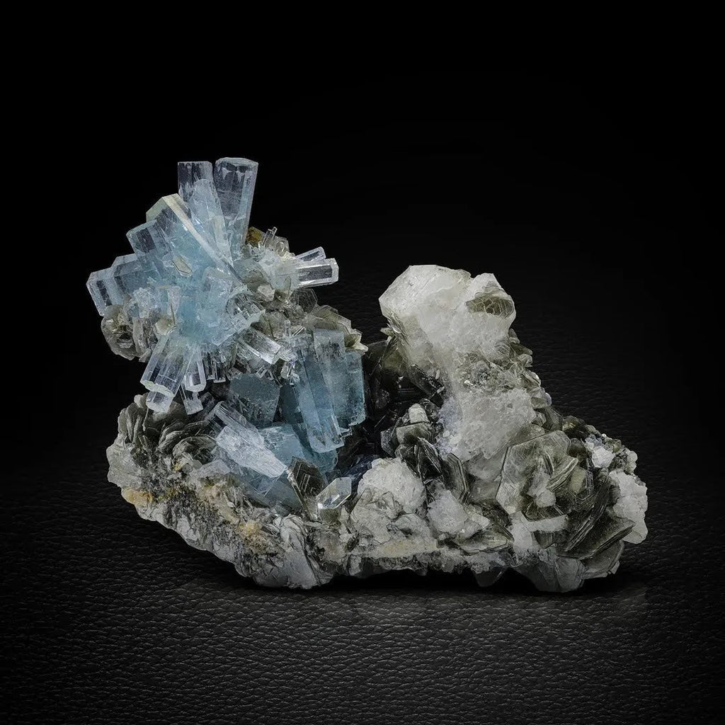 Cluster of Aquamarine Crystals Perched on Matrix from Pakistan