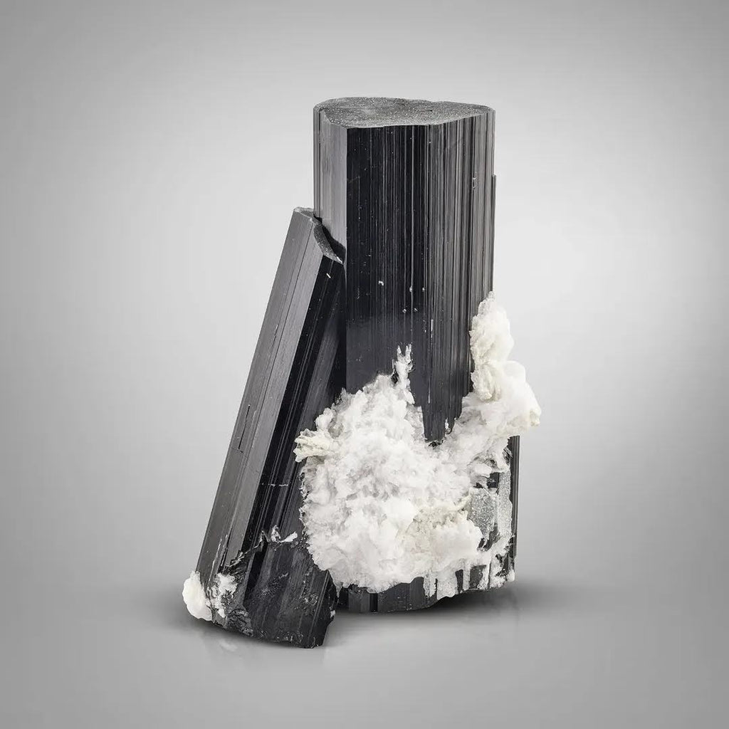 Cluster of Schorl Black Tourmaline with white Albite from Pakistan