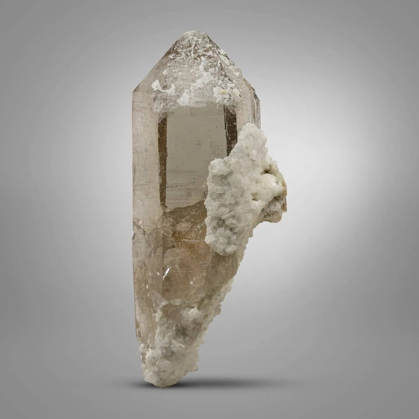 Huge vibrant smoky color Smoky Quartz with Calcite from Pakistan