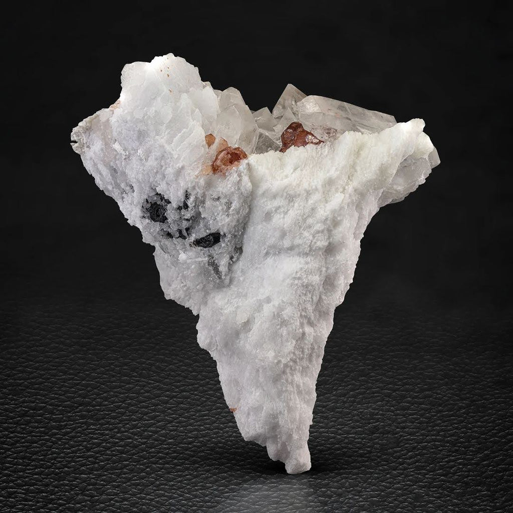 Specimen of Hassonite Garnet on Albite with Quartz from Pakistan