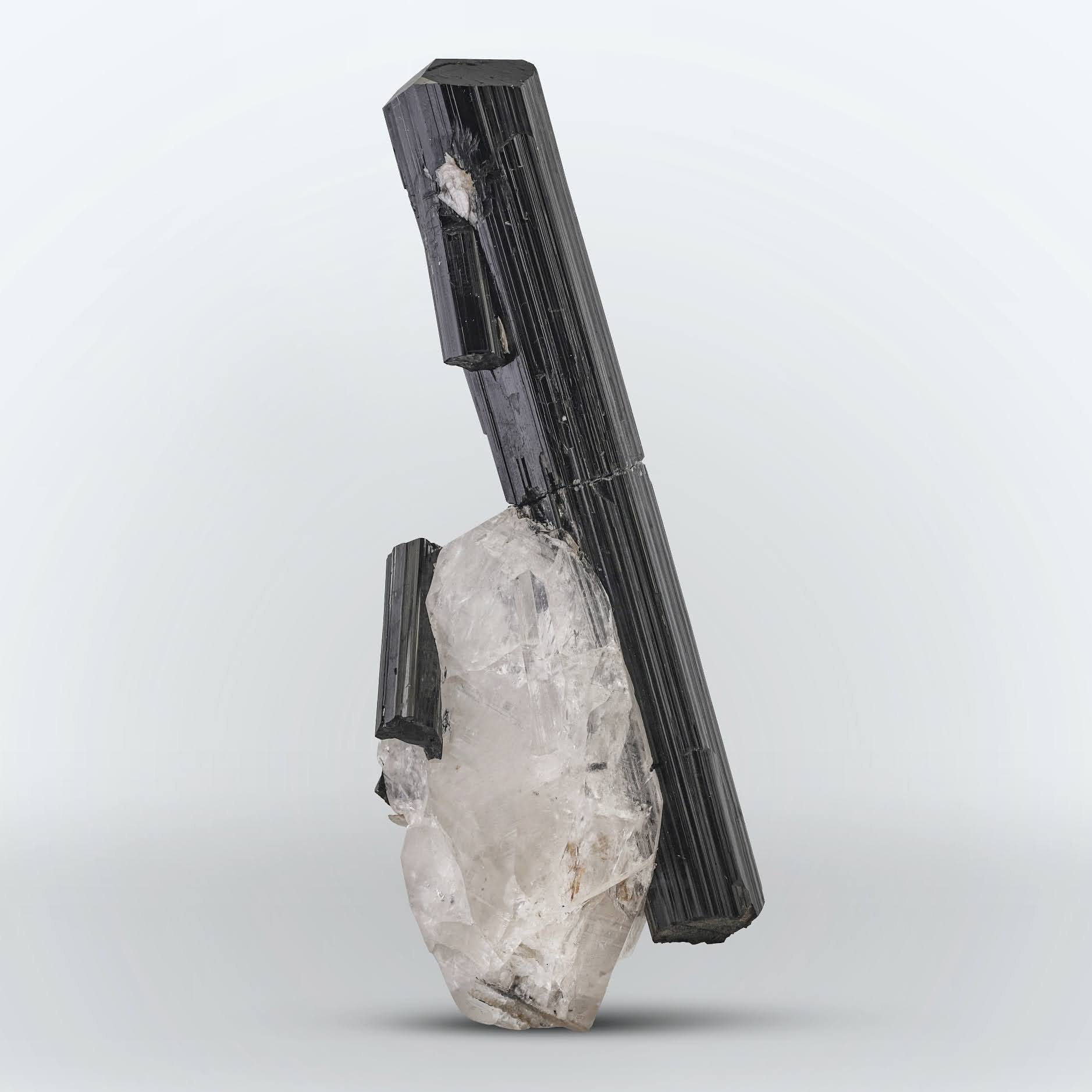 double terminated Black Tourmaline crystal on Quartz from Paksitan