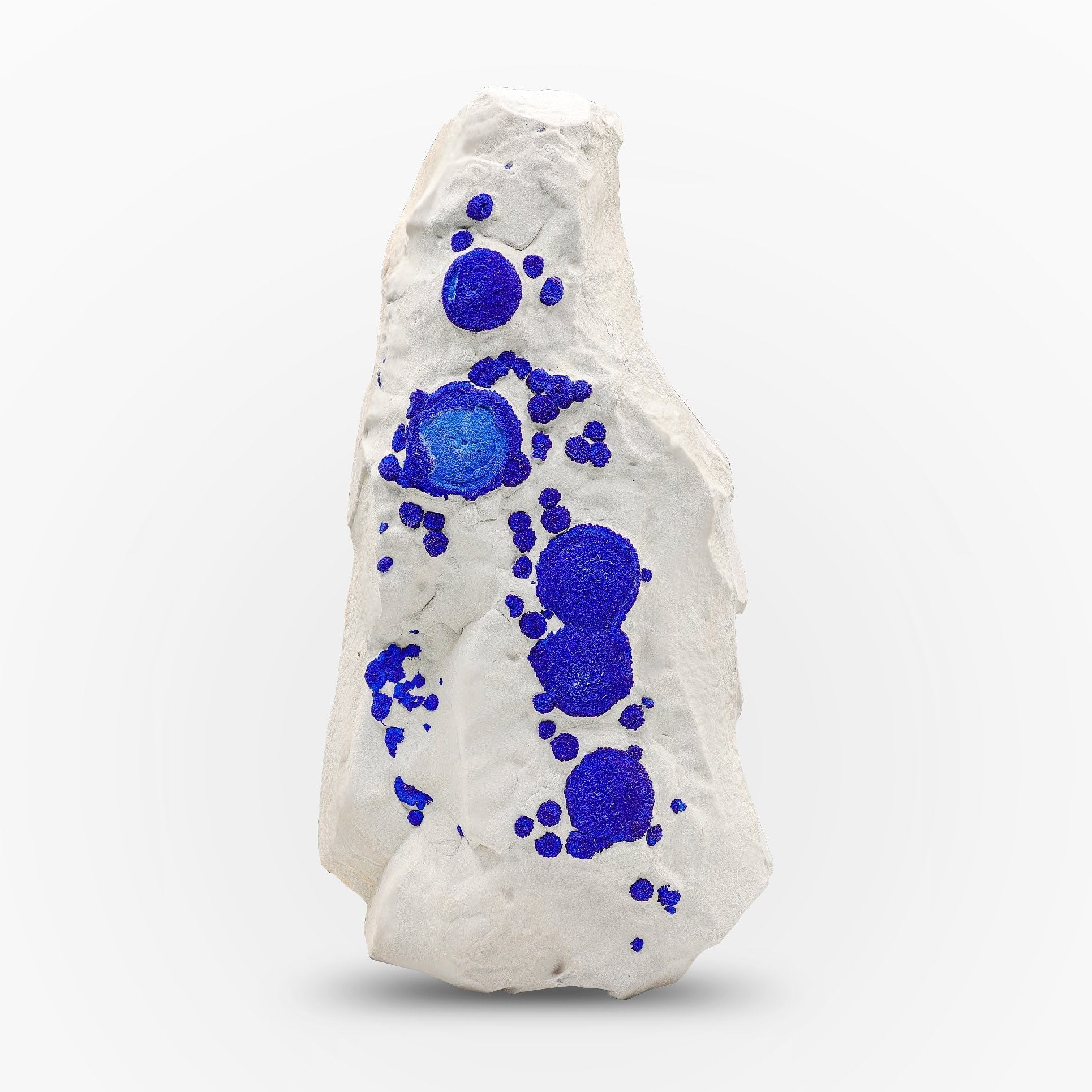 Blue Azurite sun crystals on creamy white Kaolinite matrix from Australia