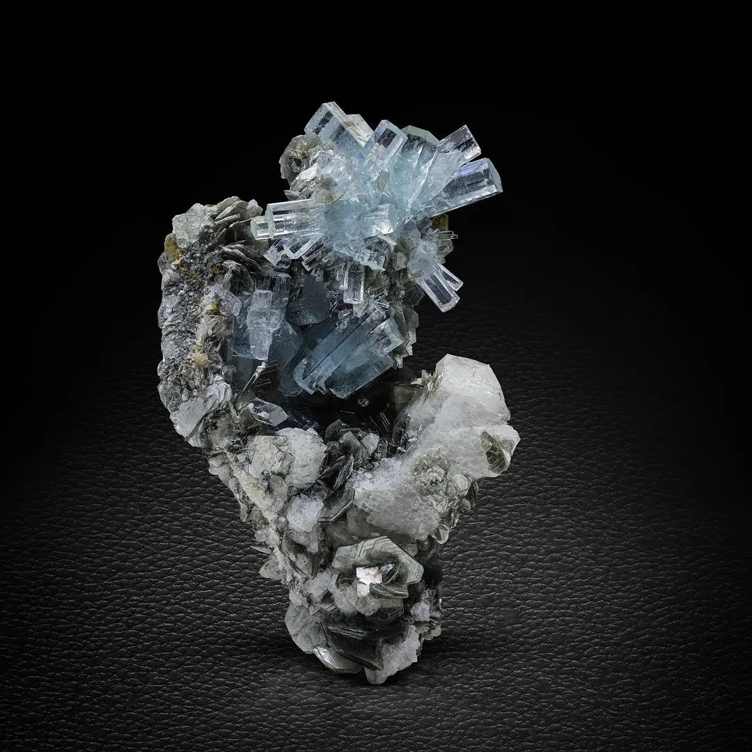 Cluster of Aquamarine Crystals Perched on Matrix from Pakistan