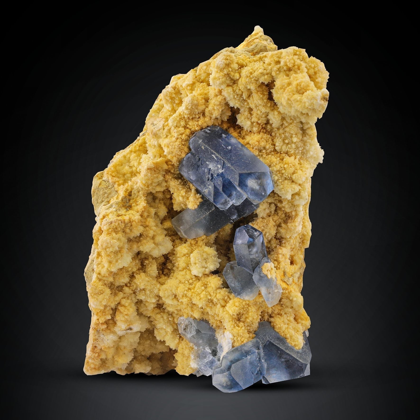 vibrant Blue color Celestite crystals on Calcite matrix from Afghanistan