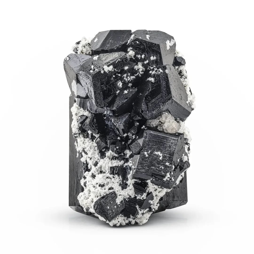 Double Terminated Black Tourmaline with Albite and Opal Halite from Namibia