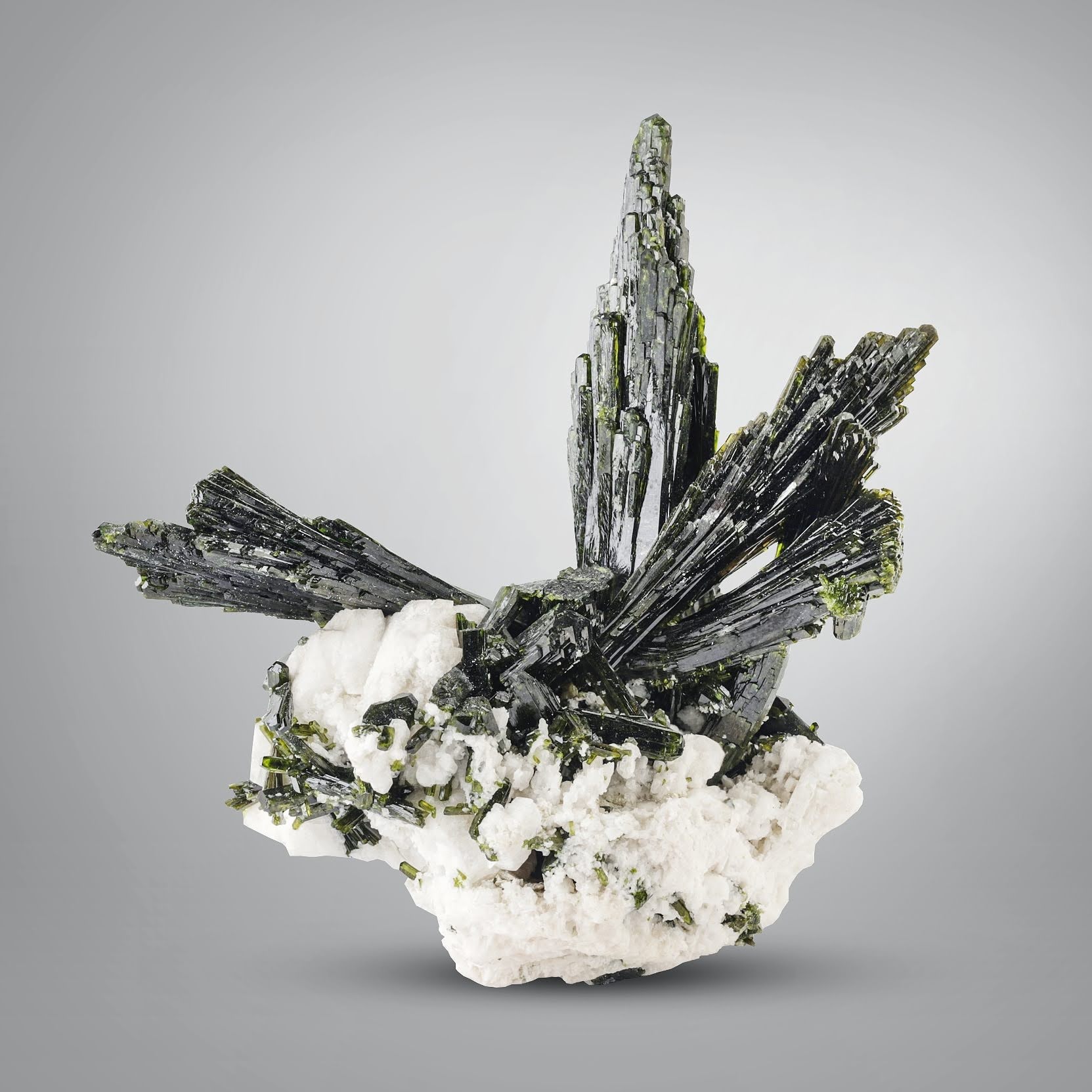 Forest green color Epidote crystals Cluster on Albite matrix from Pakistan
