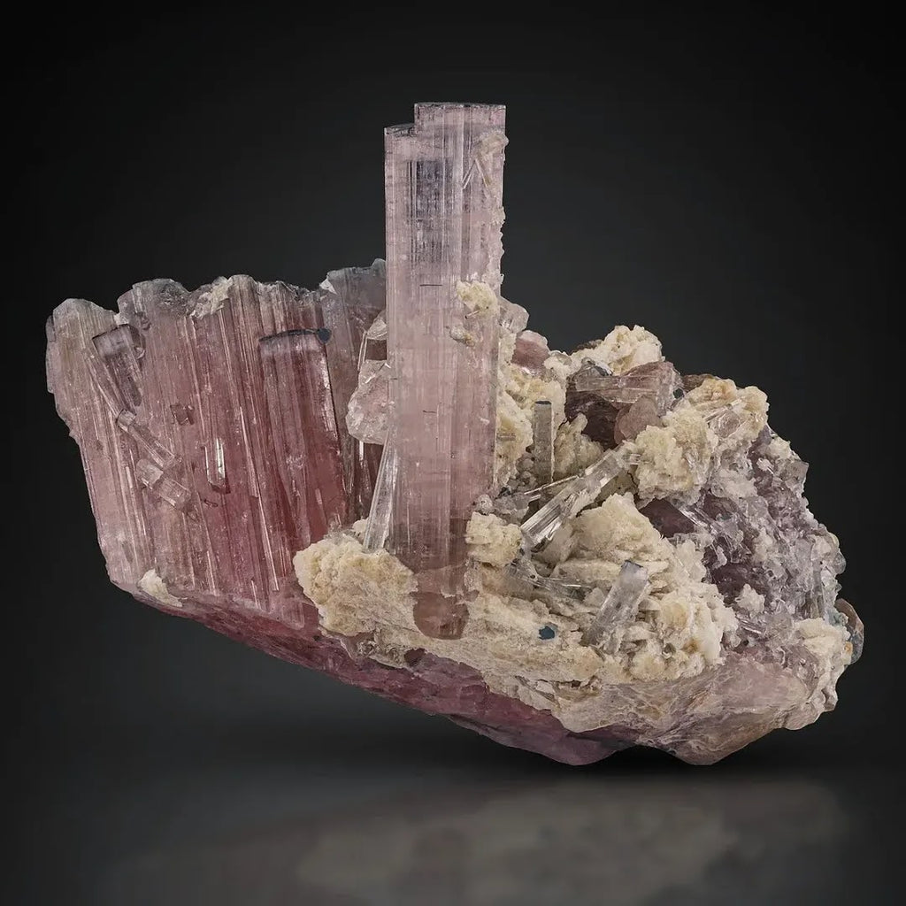 Specimen of Blue Caped Rubilite Tourmaline with Albite from Afghanistan