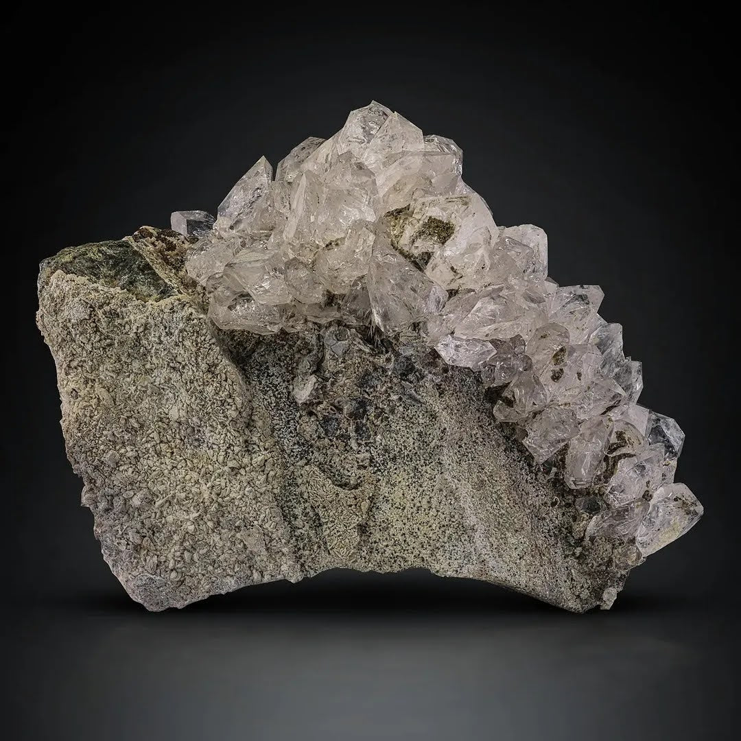 Lustrous Diamond Quartz Crystal Cluster on Matrix from Pakistan