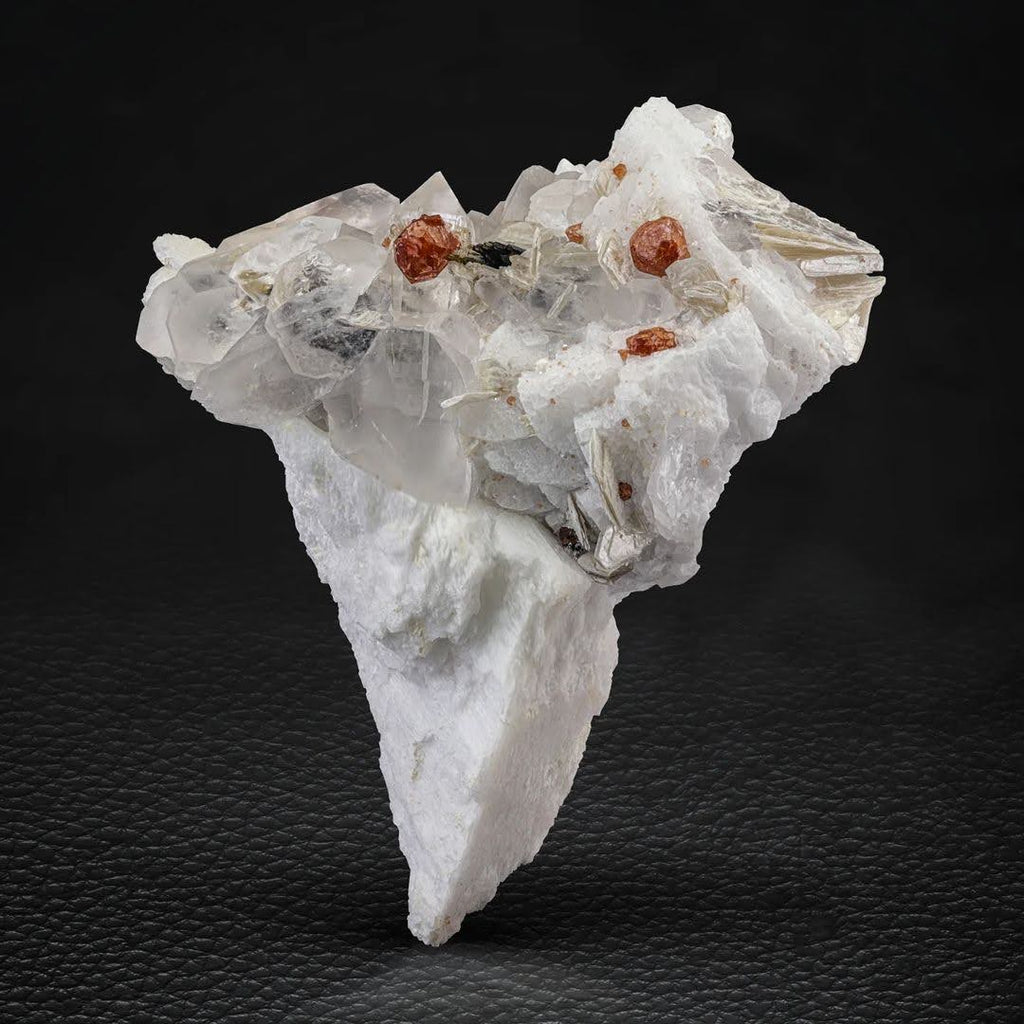 Specimen of Hassonite Garnet on Albite with Quartz from Pakistan