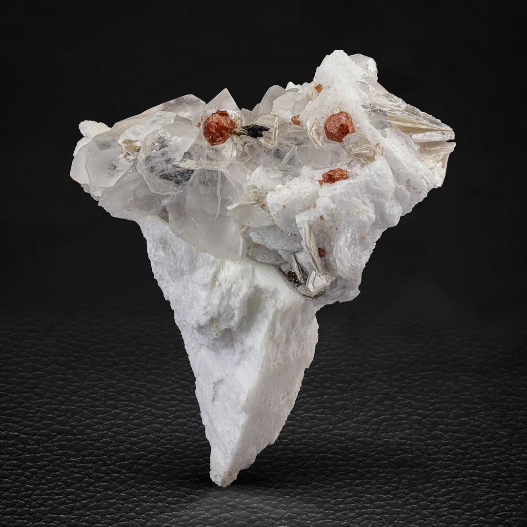 Specimen of Hassonite Garnet on Albite with Quartz from Pakistan