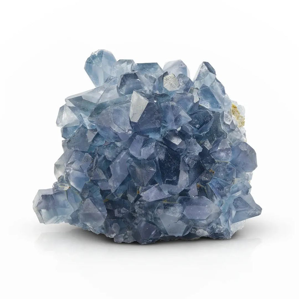 Dark Blue Celestite Crystal Cluster on Calcite from Afghanistan