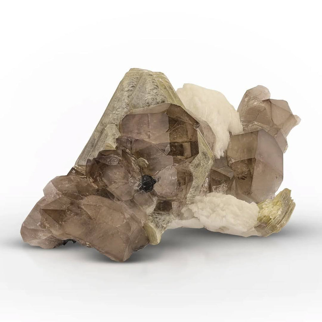 Smoky Quartz Crystals on Cleavelandite with Muscovite from Pakistan