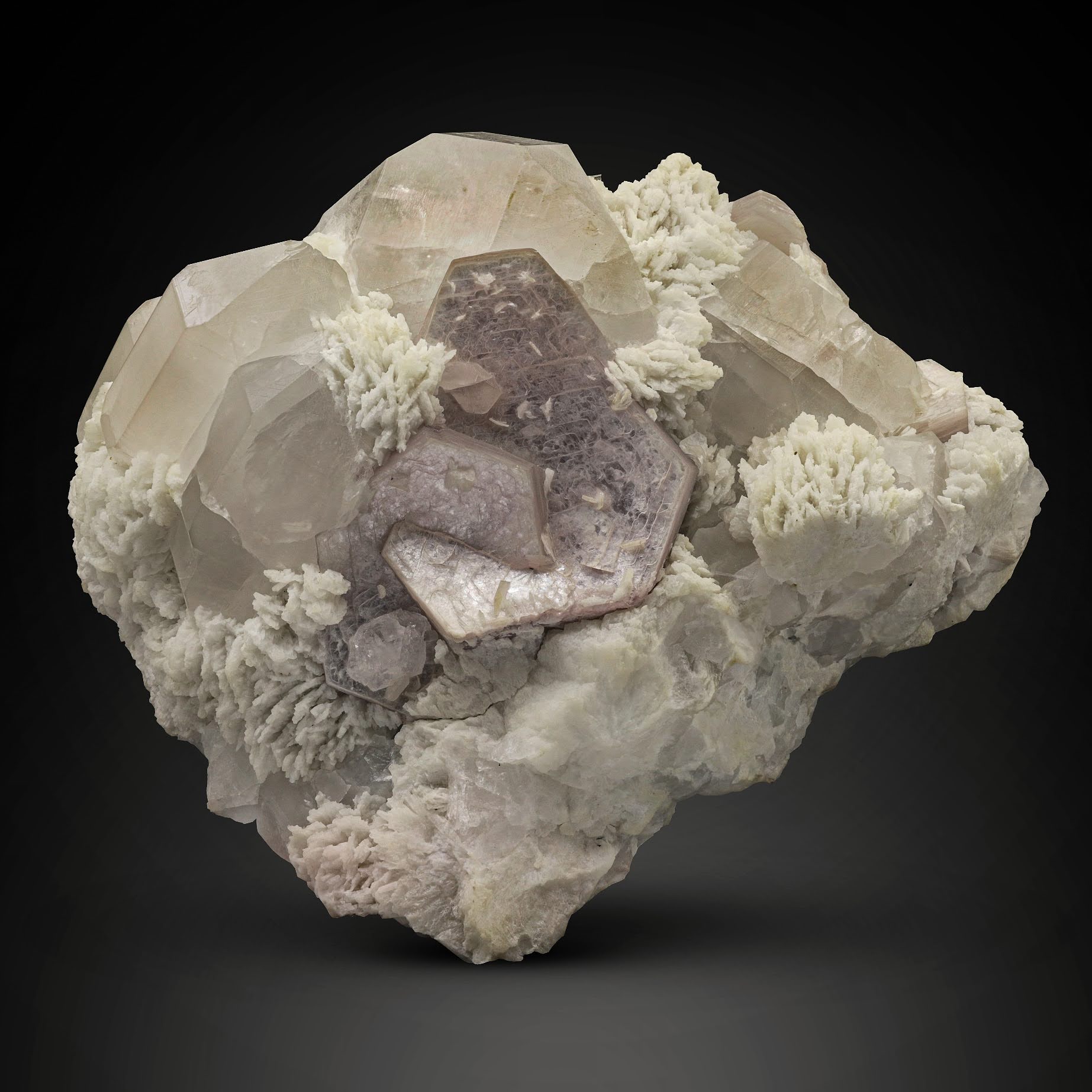 Pink Lepidolite Mica on Quartz with Cleavelandite from Pakistan