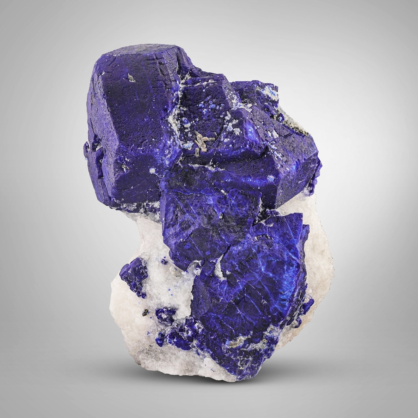 Blue Lazurite crystals on Creamy White Calcite Matrix from Afghanistan